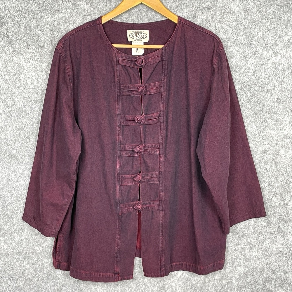 Vintage On the Rocks Lagom Scandi Chic Jacket Womens 1X Burgundy Artsy Boho